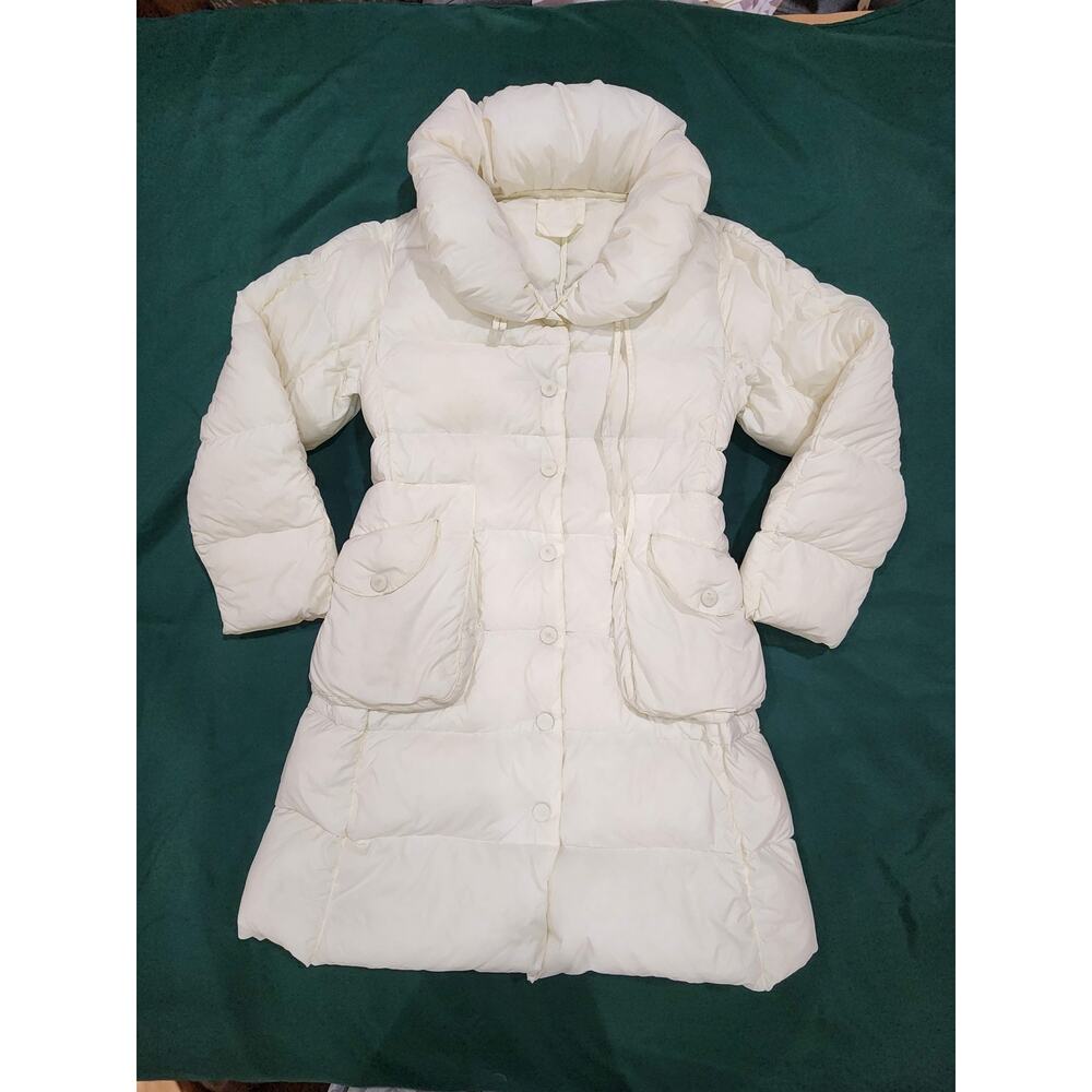 Max & Co Max Mara Womens Long Goose Down Puffer Coat Ivory Shawl Collar Sz 6 - Picture 8 of 14